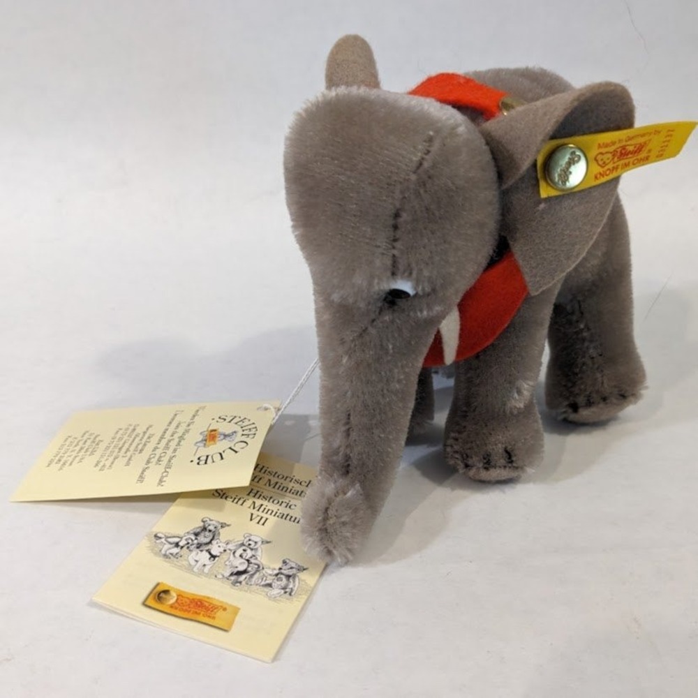 Vtg Steiff Historic Miniatures VII Elefant 1950 Mohair Elephant Plush 031137 Tag